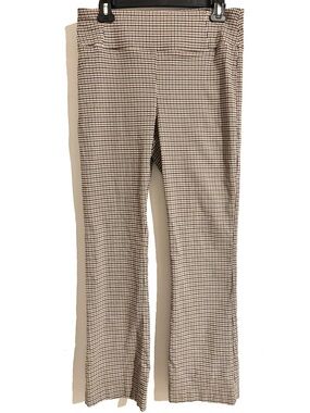 D.F.A. New York Size 10 Classic Brown Stretchy Retro Checkered Wide leg Pants
